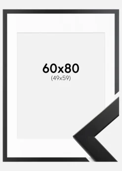 Ramme Trendline Sort 60x80 cm - Passepartout Hvid 50x60 cm