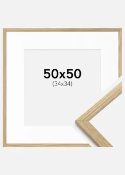 Ramme Trendy Eg 50x50 cm - Passepartout Hvid 35x35 cm