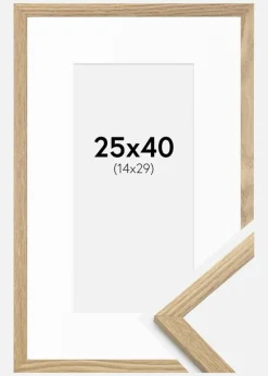 Ramme Trendy Eg 25x40 cm - Passepartout Hvid 15x30 cm