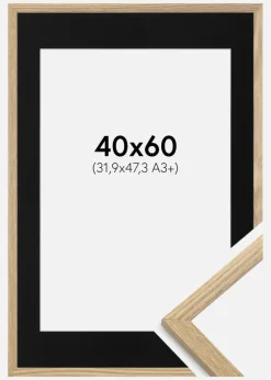 Ramme Trendy Eg 40x60 cm - Passepartout Sort 32,9x48,3 cm (A3+)