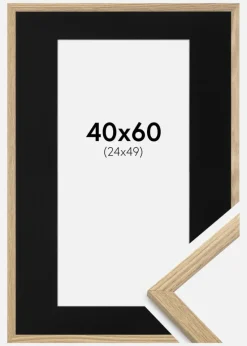 Ramme Trendy Eg 40x60 cm - Passepartout Sort 25x50 cm