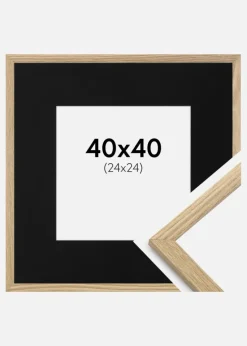 Ramme Trendy Eg 40x40 cm - Passepartout Sort 25x25 cm