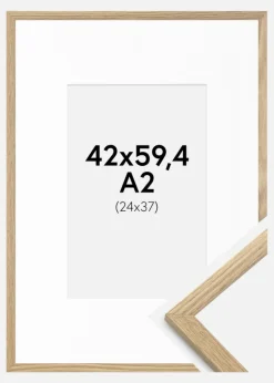 Ramme Trendy Eg 42x59,4 cm (A2) - Passepartout Hvid 25x38 cm