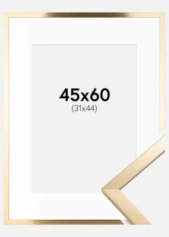 Ramme Trendy Guld 45x60 cm - Passepartout Hvid 32x45 cm