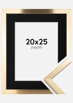 Ramme Trendy Guld 20x25 cm - Passepartout Sort 15x20 cm