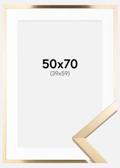 Ramme Trendy Guld 50x70 cm - Passepartout Hvid 40x60 cm