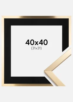 Ramme Trendy Guld 40x40 cm - Passepartout Sort 32x32 cm