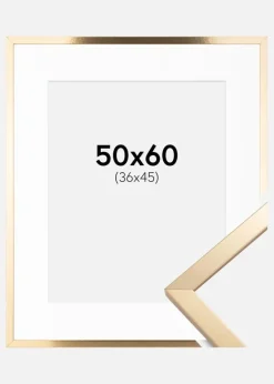 Ramme Trendy Guld 50x60 cm - Passepartout Hvid 37x46 cm