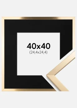 Ramme Trendy Guld 40x40 cm - Passepartout Sort 10x10 inches