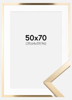 Ramme Trendy Guld 50x70 cm - Passepartout Hvid 16x24 inches
