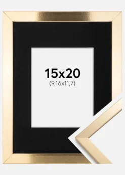 Ramme Trendy Guld 15x20 cm - Passepartout Sort 4x5 inches