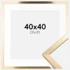 Ramme Trendy Guld 40x40 cm - Passepartout Hvid 32x32 cm