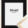 Ramme Trendy Guld 50x60 cm - Passepartout Sort 37x46 cm