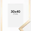 Ramme Trendy Guld 30x40 cm - Passepartout Hvid 18x27 cm