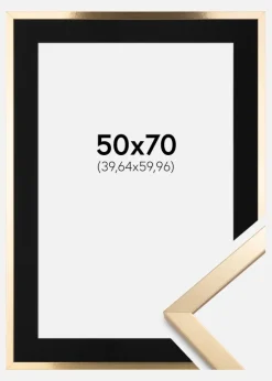 Ramme Trendy Guld 50x70 cm - Passepartout Sort 16x24 inches
