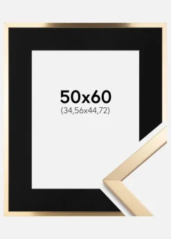 Ramme Trendy Guld 50x60 cm - Passepartout Sort 14x18 inches