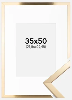 Ramme Trendy Guld 35x50 cm - Passepartout Hvid 9x12 inches