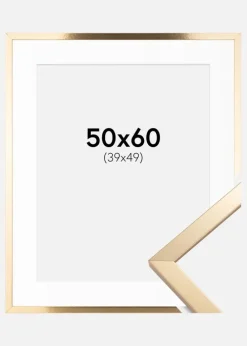 Ramme Trendy Guld 50x60 cm - Passepartout Hvid 40x50 cm