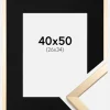 Ramme Trendy Guld 40x50 cm - Passepartout Sort 27x35 cm