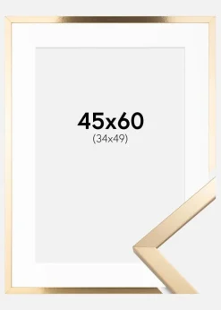 Ramme Trendy Guld 45x60 cm - Passepartout Hvid 35x50 cm