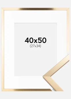 Ramme Trendy Guld 40x50 cm - Passepartout Hvid 28x35 cm