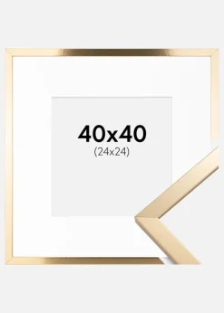 Ramme Trendy Guld 40x40 cm - Passepartout Hvid 25x25 cm
