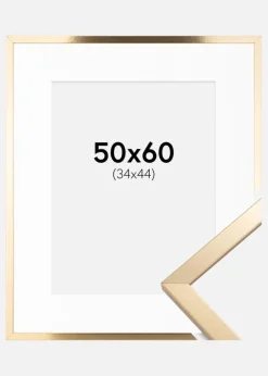 Ramme Trendy Guld 50x60 cm - Passepartout Hvid 35x45 cm