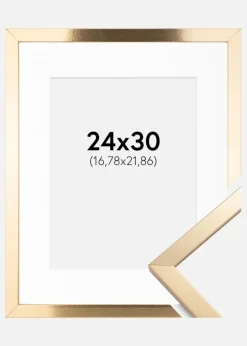 Ramme Trendy Guld 24x30 cm - Passepartout Hvid 7x9 inches