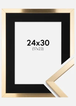 Ramme Trendy Guld 24x30 cm - Passepartout Sort 18x24 cm