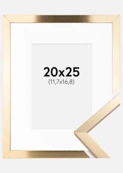 Ramme Trendy Guld 20x25 cm - Passepartout Hvid 5x7 inches