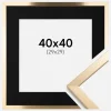 Ramme Trendy Guld 40x40 cm - Passepartout Sort 30x30 cm