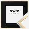 Ramme Trendy Guld 50x50 cm - Passepartout Sort 35x35 cm