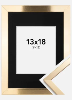 Ramme Trendy Guld 13x18 cm - Passepartout Sort 10x12 cm