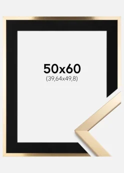 Ramme Trendy Guld 50x60 cm - Passepartout Sort 16x20 inches