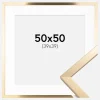 Ramme Trendy Guld 50x50 cm - Passepartout Hvid 40x40 cm