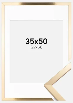 Ramme Trendy Guld 35x50 cm - Passepartout Hvid 30x35 cm