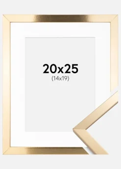 Ramme Trendy Guld 20x25 cm - Passepartout Hvid 15x20 cm