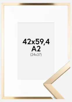 Ramme Trendy Guld 42x59,4 cm (A2) - Passepartout Hvid 25x38 cm