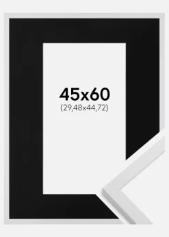 Ramme Trendy Hvid 45x60 cm - Passepartout Sort 12x18 inches