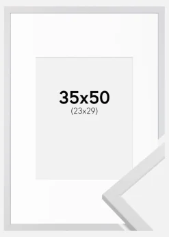 Ramme Trendy Hvid 35x50 cm - Passepartout Hvid 24x30 cm