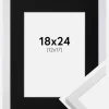 Ramme Trendy Hvid 18x24 cm - Passepartout Sort 13x18 cm