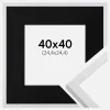 Ramme Trendy Hvid 40x40 cm - Passepartout Sort 10x10 inches