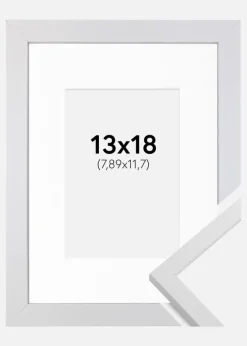 Ramme Trendy Hvid 13x18 cm - Passepartout Hvid 3,5x5 inches