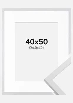 Ramme Trendy Hvid 40x50 cm - Passepartout Hvid 27,5x37 cm