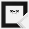 Ramme Trendy Hvid 50x50 cm - Passepartout Sort 35x35 cm