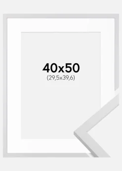 Ramme Trendy Hvid 40x50 cm - Passepartout Hvid 12x16 inches