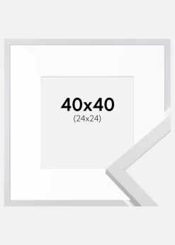 Ramme Trendy Hvid 40x40 cm - Passepartout Hvid 25x25 cm