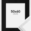 Ramme Trendy Hvid 50x60 cm - Passepartout Sort 35x45 cm