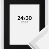 Ramme Trendy Hvid 24x30 cm - Passepartout Sort 18x24 cm