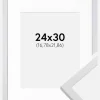 Ramme Trendy Hvid 24x30 cm - Passepartout Hvid 7x9 inches